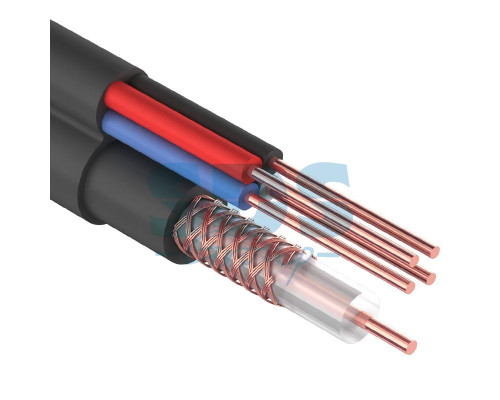 Кабель для видеонаблюдения ККСВ-П + 4х0.5мм., 305м., черный REXANT