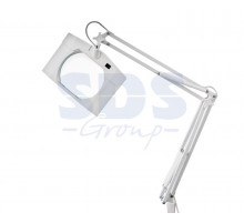 Лупа на струбцине квадратная настольная 5Х с подсветкой, белая REXANT