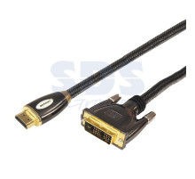 Шнур Luxury HDMI - DVI-D gold 3М шелк золото 24к с фильтрами (блистер) REXANT