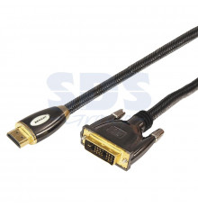 Шнур Luxury HDMI - DVI-D gold 3М шелк золото 24к с фильтрами (блистер) REXANT