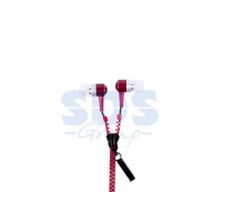 Наушники металлические Z-007 молния с микрофоном красные REXANT