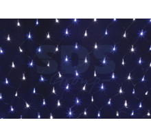 Гирлянда - сеть светодиодная 2 х 0.7м, свечение с динамикой, черный провод, бело/синие диоды NEON-NIGHT