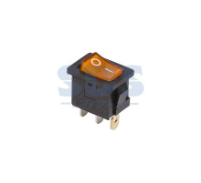 Выключатель клавишный 250V 6А (3с) ON-OFF желтый с подсветкой Mini (RWB-206, SC-768)