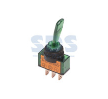 Тумблер 12V 20А (3c) ON-OFF однополюсный с зеленой подсветкой (ASW-13D)