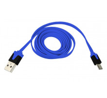 USB кабель универсальный microUSB шнур плоский 1М синий