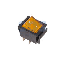 Выключатель клавишный 250V 16А (4с) ON-OFF желтый с подсветкой (RWB-502, SC-767, IRS-201-1)