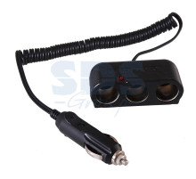 Разветвитель автоприкуривателя 3гн шнур спираль 1.5М REXANT