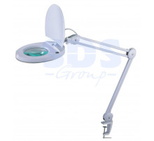 Лупа на струбцине круглая настольная 8Х с подсветкой с крышкой, белая REXANT