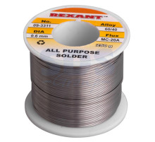 Припой с канифолью 250 гр. d=0.6 мм (Sn60 Pb40 Flux 2.2%) REXANT