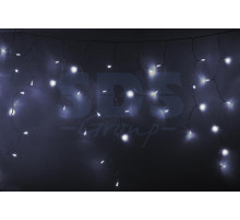 Гирлянда Айсикл (бахрома) светодиодный, 4,8 х 0,6 м, прозрачный провод, 220В, диоды белые, NEON-NIGHT