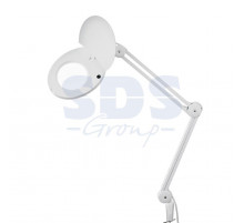 Лупа на струбцине круглая настольная 5Х с подсветкой 90 LED, белая REXANT