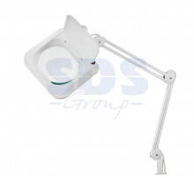 Лупа на струбцине квадратная настольная 5Х с подсветкой с крышкой, белая REXANT