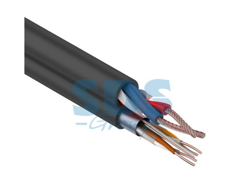 Мульти-кабель FTP 2PR 24AWG CAT5e + 2х0.75мм²., 200м., черный, OUTDOOR REXANT