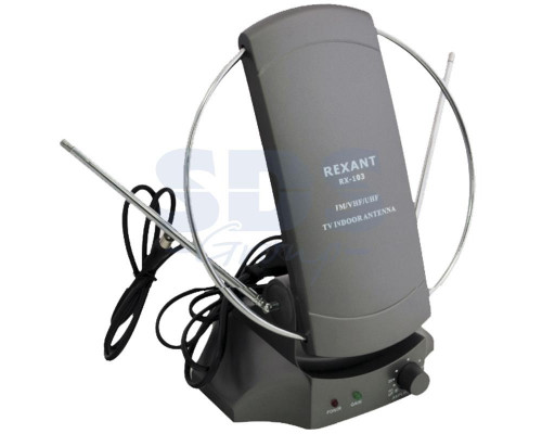 RX-103 антенна комнатная VHF, UHF, 47-860 MHz с усилением 36dB REXANT